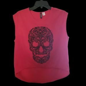 Pink silky sugar skull blouse
